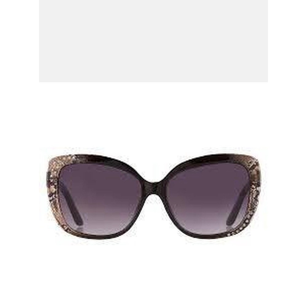 Guess Womens Butterfly Sunglasses Black Gold Textured Rhinestone Gradient Lens